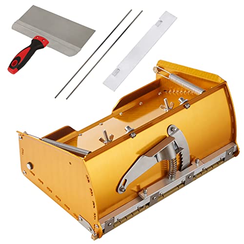 VEVOR Drywall Flat Box 10-Inch Wide Quick Clean Aluminum Finishing Mud Box for Plasterboard Wallboard Sheetrock Bonus Mudguard Extra 2 Stainless Steel Blades (10/12-Inch)