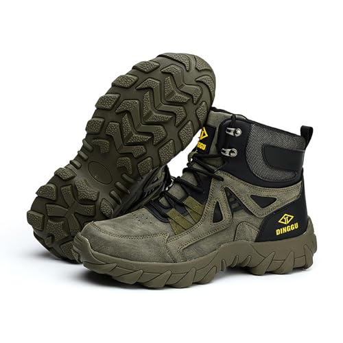 LMUIPMAA Botas de Seguridad para Hombre, Calzado Industrial de construcción, Antideslizante, cómodo, Transpirable y Duradero,Verde,40 EU
