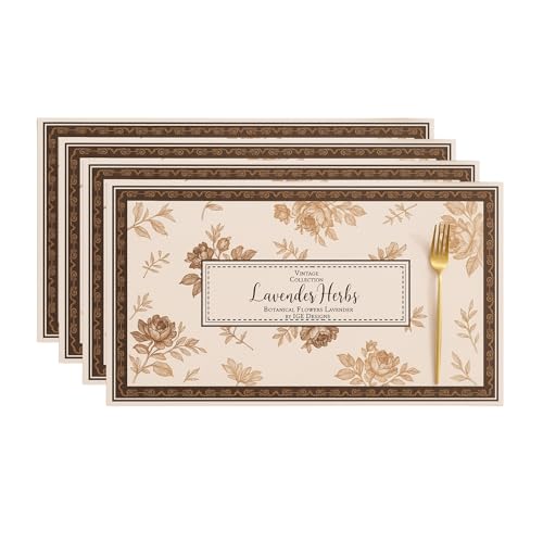 Image of YELONA Leather Dining Table Placemats Set of 4 - Waterproof, Heat Resistant, Anti-Slip, Easy to Clean Table Mats for Dining Table, Kitchen & Home Decor (Taupe Beige, 40 x 30 cm)