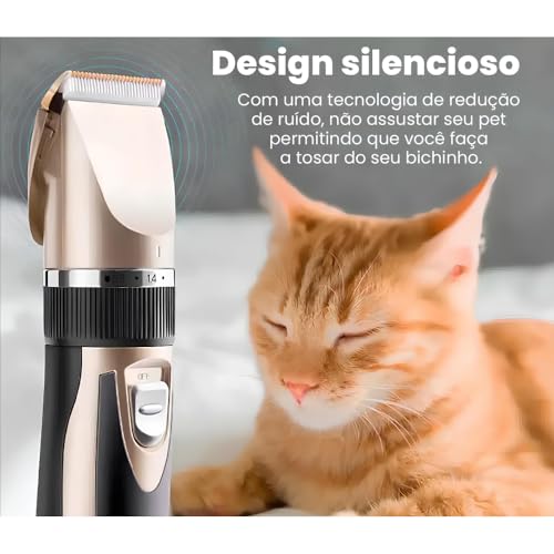 Máquina de Tosa Pet Premium Profissional para Pêlos de Cachorro Gato com Acessórios Lâminas Precisas