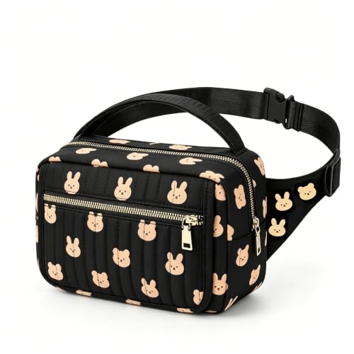 Image of printe Small Diaper Bag 10 inchx7.5 inchx3.5 inch for Travel, Crossbody Fanny Pack with Wipes Pocket & Portable Changing Pad, Stroller Waist Bag, Lightweight Tote for Day Trips (Black Print, Large)