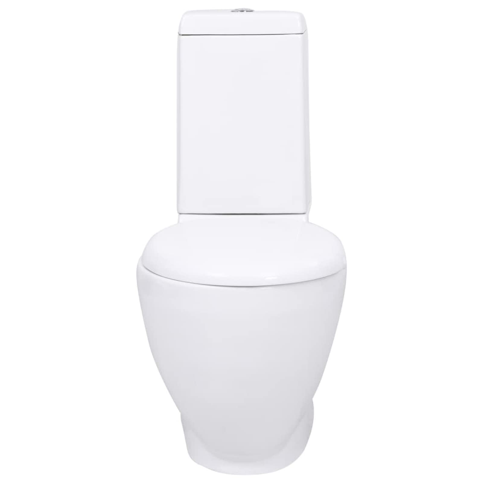 Tidyard Inodoro de cerámica para inodoro de pie, inodoro de pie, inodoro de pie, inodoro de cerámica, para esquina en el baño, mecanismo de cierre suave, redondo, salida vertical blanco