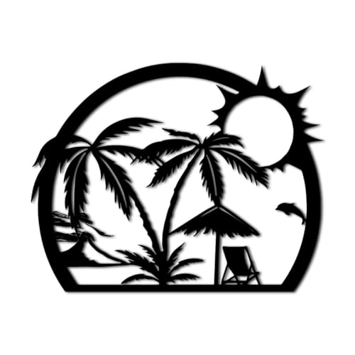 Tropical Beach Palm Tree Metal Wall Art Metal Signs Outdoor