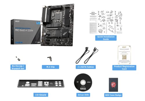 Image of MSI PRO B660-A DDR4 Motherboard (ATX, 12th Gen Intel Core, LGA 1700 Socket, DDR4, PCIe 4, 2.5G LAN, M.2 Slots, USB 3.2)