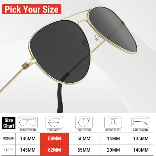 Image of Pro Acme Aviator Sunglasses for Men Women Classic Polarized UV400 Protection