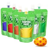 AUREUO Washable Tempera Paint Set for Kids 3.3 Oz./98 ml, 6 Major Colors, Pouch Design Liquid Paint Kit for Finger Painting- Non Toxic Paints for Kids