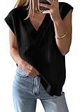 Saodimallsu Womens V Neck Sweater Vest Oversized Ribbed Knit Sleeveless Casual Loose Fit Pullover Tank Top Black