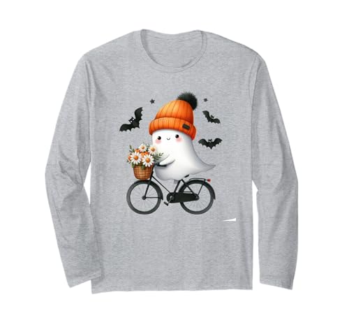 Ghost Halloween Bike Gruseliger Herbst Halloween Ghost Ride Langarmshirt