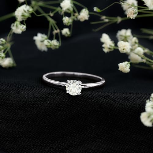 Certified Moissanite Promise Ring in Silver, D-Vs1 Quality, 5mm Moissanite Solitaire Ring - Ideal For Gift3