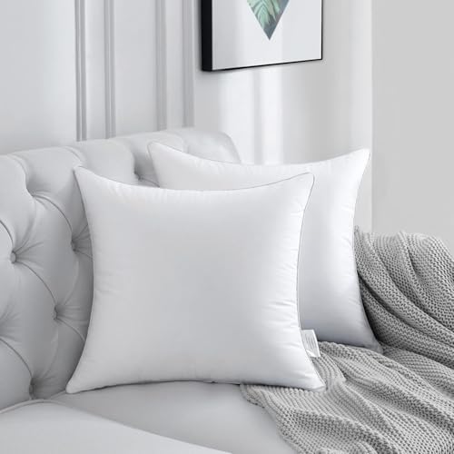 Image of FAVRIQ 30 x 30 Pillow Inserts - Firm and Fluffy Decorative Square Sofa Throw Pillow with 100% Cotton Cover - Down Alternative Pack of 2