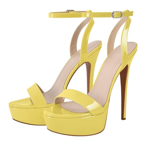 Image of Platform Stiletto High Heels for Women, Round Open Toe Ankle Strap Sexy Heeled Sandals for Wedding Party Dress