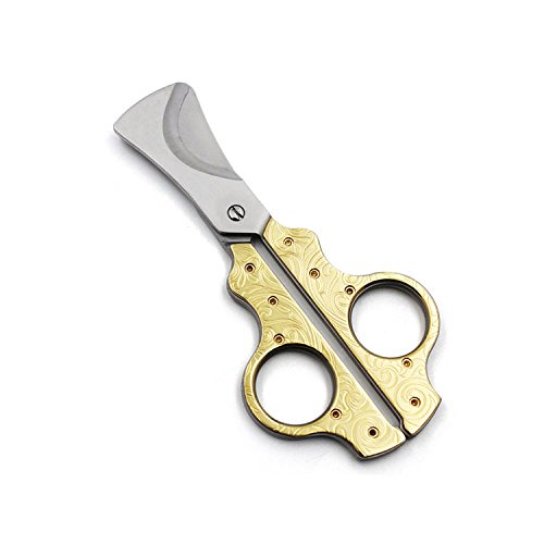 Copper Construction Fancy Flora Carving In Golden Body Cigar Scissor With Real Leather Case #TOP4
