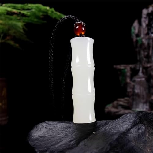 Pendentif en jade de Hetian naturel, collier femme en jade blanc véritable - 3