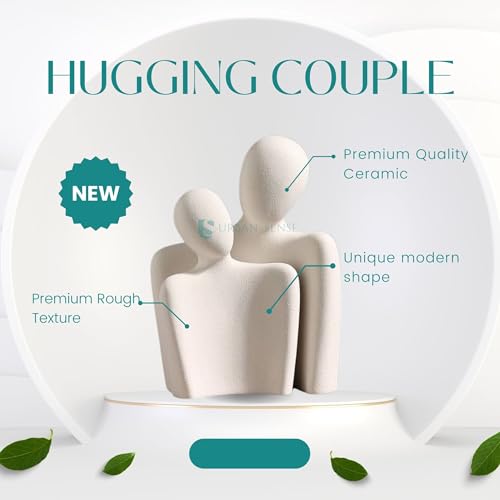 Image of Couple Family Statue | Ceramic Thinker Sculpture | Home Decor Items for Living Room Show Piece | Table Artifact (Hugging Couple)
