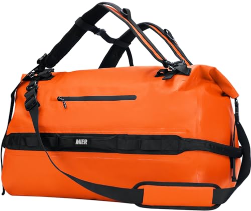 Grand sac de sport imperméable 80L orange natation et gym MIER