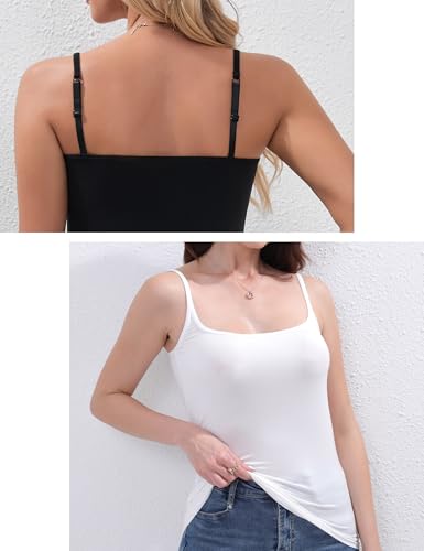 BQTQ 5 Pcs Womens Camisole Square Neck Camisoles Spaghetti Strap Camisole Slim Fitted Basic Camisole Top4