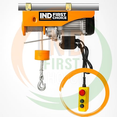 Image of IND Electric Hoist Remote Switch Replacement with Emergency Stop Button | Extended Wired Remote Control for Mini Electric Hoist, Winch & Mini Crane | Easy Installation, Safe & Durable Control Pendant