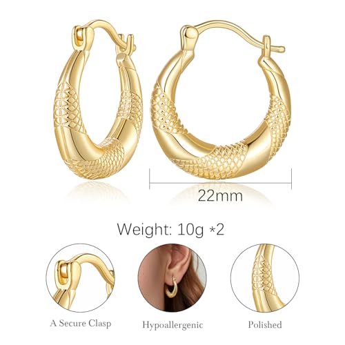 14K Gold Hoop Earrings for Women 14k Gold Earrings for Women Dainty Blend of Elegance and Modernity Chunky Hoop Earring Hypoallergenic 20mm4