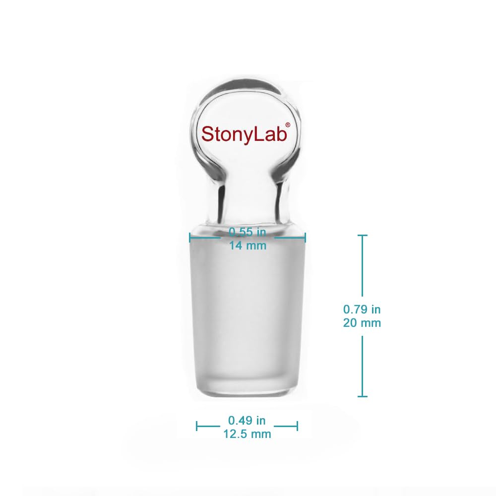 StonyLab Glass Penny Head Glass Hollow Stopper para 14/20 junta externa de vidrio, con fondo cerrado (5 paquete)