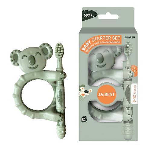 Dr.BEST Baby Starter - Juego de cepillo de dientes para bebés de 3 a 12 meses, diseño con dientes infantiles, 1 unidad