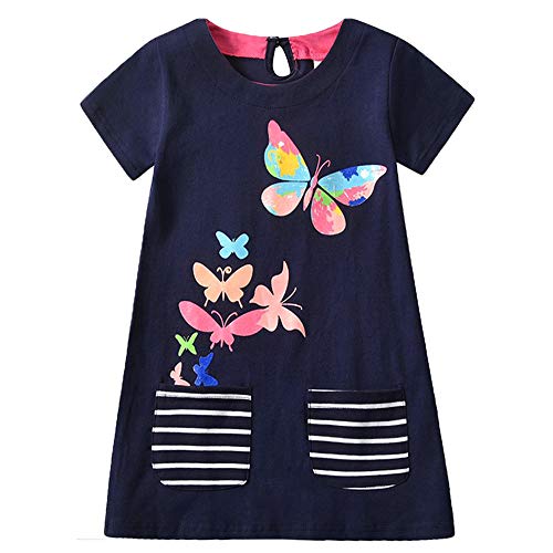 DXTON Toddler Baby Girls Dresses Summer Short Sleeves Dresses Outfits SH4779 5T DXTON Toddler Baby Girls Dresses Summer Short Sleeves Dresses Outfits SH4779 5T
