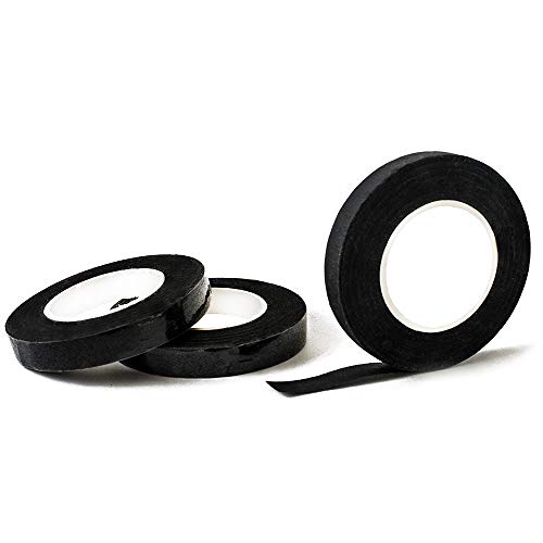 Black Floral Tape 3 roll 1/2-inch by 30 Yard for Floral Arranging Bouquet Stem Wrap Craft Projects Corsages, Wedding Bouquet