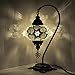 10 Variation Mosland Home Turkish Lamp Mosaic Table Lamps | Turkish Moroccan Lamp with Bronze Base | Handmade Swan Neck Tiffany Night Lamp | Mosaic Glass Bedside Night Lamp with Led Bulb (White)