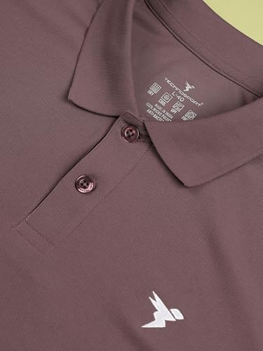 Image of TECHNOSPORT Mens Slim Fit Polyester Active Wear Collar Polo T-Shirt with Long Sleeves for Workout, Sports