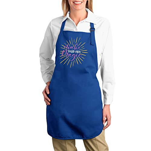 Tablier cuisine premium bleu avec message motivation Make Your Own Magic - 2