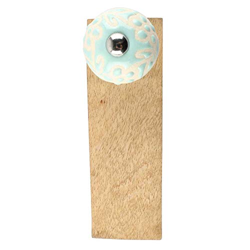 Image of Indian-Shelf 4 Pieces Wood Door Stopper for Home Rubber Floral Floor Gate Stopper Green Door Wedge Powerful Gripping