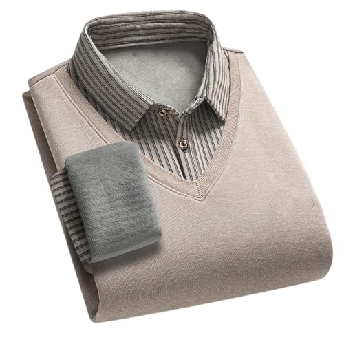 Pull homme automne hiver chaud tricoté haut manches longues faux deux pièces