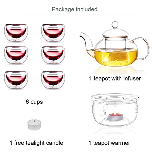 Jusalpha COMINHKPR119841 ® 11 Pc-Glass Filtering Tea Maker Teapot With A Warmer And 6 Tea Cups Set  thumb #1