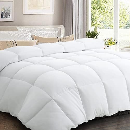 Comforter Soft Goose Down Alternative Duvet Insert Warm Winter 2100 Series Quilt with Corner Tab for All Season, Prima Microfiber Filled (White, King-1)