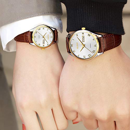 Image of OLEVS Women's Business Dress Watches for Ladies Female Brown Leather Strap Small Face Dress Analog Quartz Wrist Watch with Calendar Day Date Waterproof Luminous Gift Classic Casual Retro Band