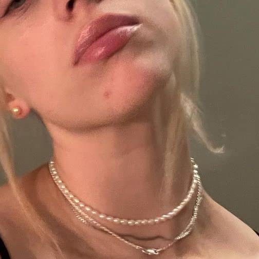 Pearl Necklace for Women, Handmade with Tiny White Freshwater Pearls and Silver Clasps and Adjustable Chain Pearl Choker 14", Cute Trendy Summer Jewelry for Girls3