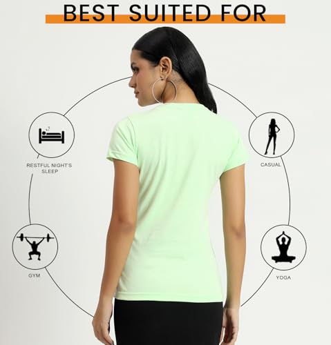 Image of Sleepynuts Women's Plain Round Neck Regular Fit Half Sleeve Cotton T Shirt
