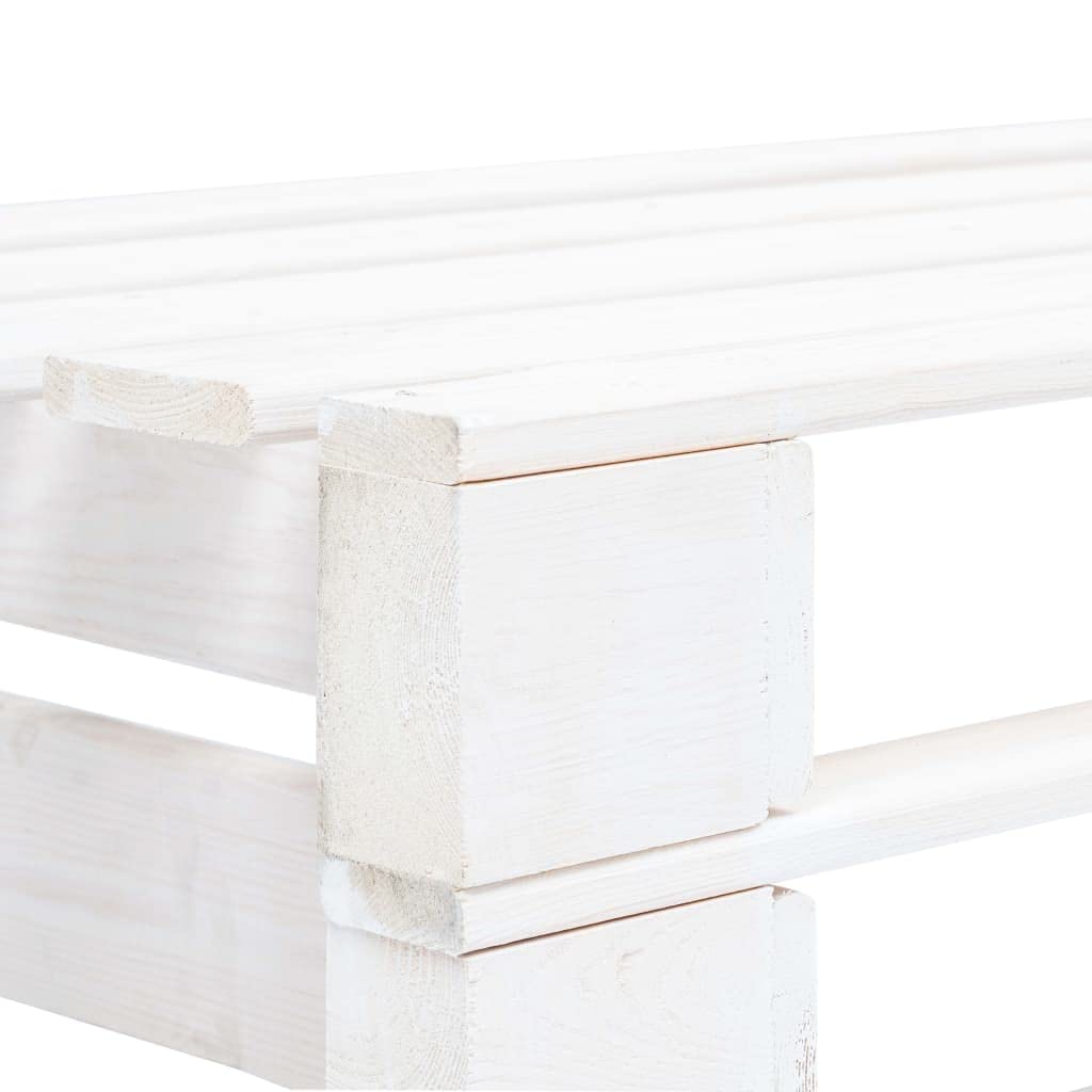 Divano Da Giardino In Legno Di Pino Impregnato Bianco - Modulare Con Cuscini, 110x65x55 Cm - Foto 5