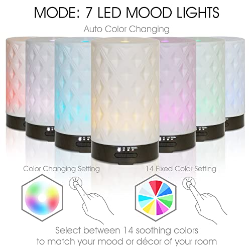 Earnest Living Essential Oil Diffusers For Essential Oils Large Room Diffuser White Ceramic Diffuser 100Ml Aromatherapy Diffuser With 4 Timers 7 Night Lights And Auto Off Function (No Beep!) For Home #TOP3