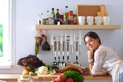 Newthinking Kitchen Magnetic Utensil Holder, 16 Inch Wall Utensil Knife Rack with 6 Hooks, Magnetic Double Rails Knife and Utensil Holder for Kitchen - Image 7