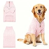 Small/Medium Dog Sweater, Warm Dog Winter Coat w/Sleeves, Comfortable High Neck Premium Dog Clothes for Golden Retriever-Best for Holidays, Daily Walks XXL Pink