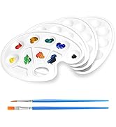Farbpaletten, 4 Stück Mischpalette, Malpalette mit 2 Stück Pinsel für Malen und Bastelarbeiten, Weiß