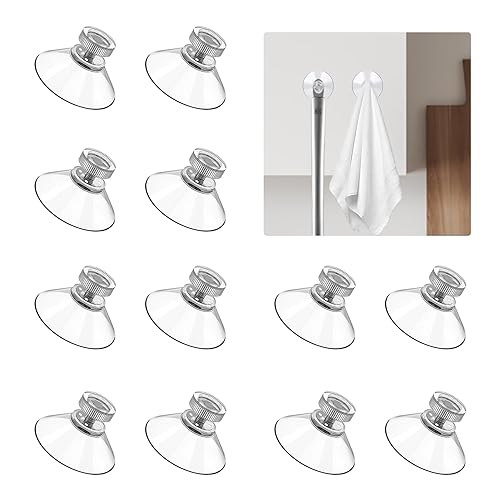 12 Ventosas con Tuerca y Rosca, 25mm Ventosa para Cristal Transparente, Ventosa de Plástico sin Gancho Ventosas para Parasol Coche Cocina, Baño, Acampada, Ventosas Cristal