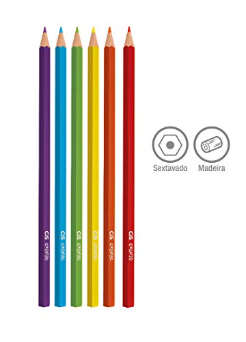 Lápis de Cor Sextavado, CIS, Criatic, 60.0403, 12 cores