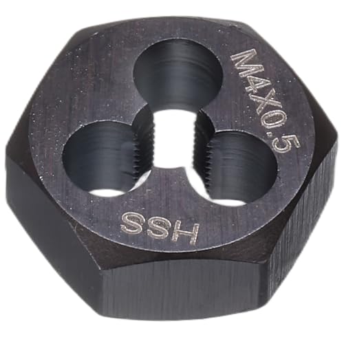 QUARKZMAN Sechskant-Schneideisen M4x0,5, Rechtshänder Gewindeschneideisen, Schwarz