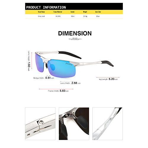 Image of grey jack Al-Mg Sports Polarized Sunglasses Classic Rectangle Half Frame Sun Glasses S8177