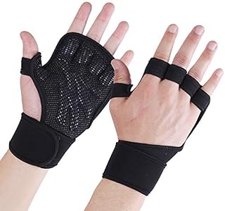Fitness Half Finger Exercise Gloves with Wrist Protection Support, Non Slip Silicone Palm, Breathable Mesh Weightlifting Gloves, Dumbbells, Fitness Training, Suitable for Both Men and Women (Medium)
