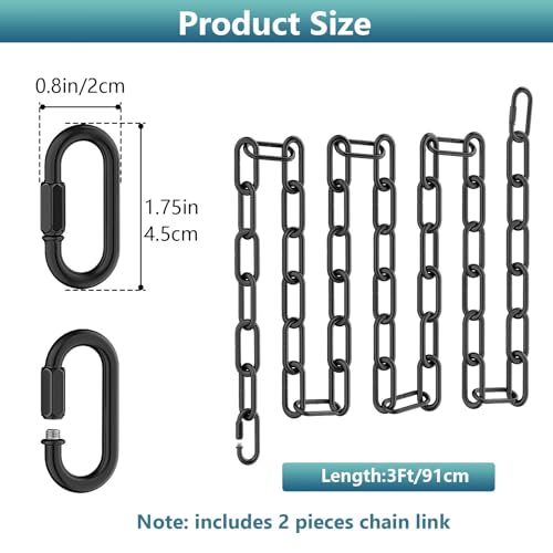 Image of 3 Feet Industrial Black Light Fixture Chain, Metal Pendant Chandelier Chain