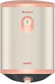 Venus Sedra 015SV 15-Litre Storage Water Heater | BEE rating:5 Star | Guarantee -7 Years on Inner Tank | Porcelain Enamel Glasslined Tank | (Rustic Gold/Ivory)