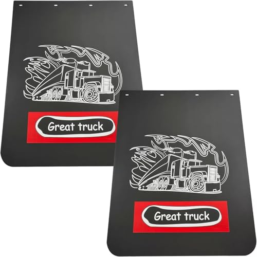 Image of BST BSSP Black Mud Flaps for Semi Trucks Tractor Trailer Great-Truck Pattern,Heavy Duty Rubber Universal Straight Mudflaps Splash Guard, 24 x 30Inch,Pair Set