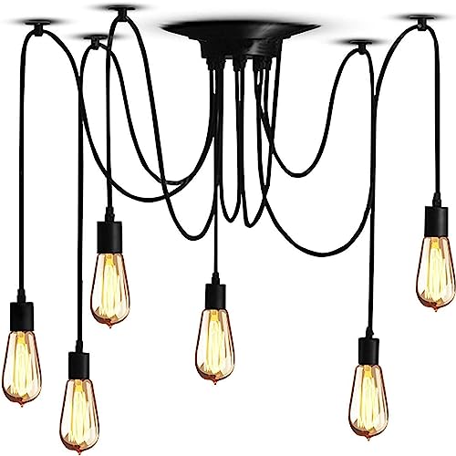Lámpara colgante vintage con cable ajustable para techos altos 6
